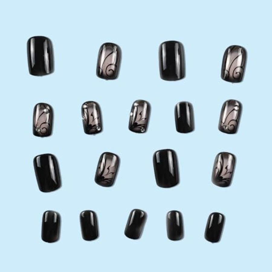 Short Square Press On Nails Nu - Full Cover Adhesive ulasan dan harga