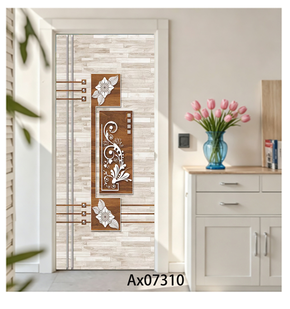 Retro Floral Wood Marble Door  - Full Cover Adhesive ulasan dan harga